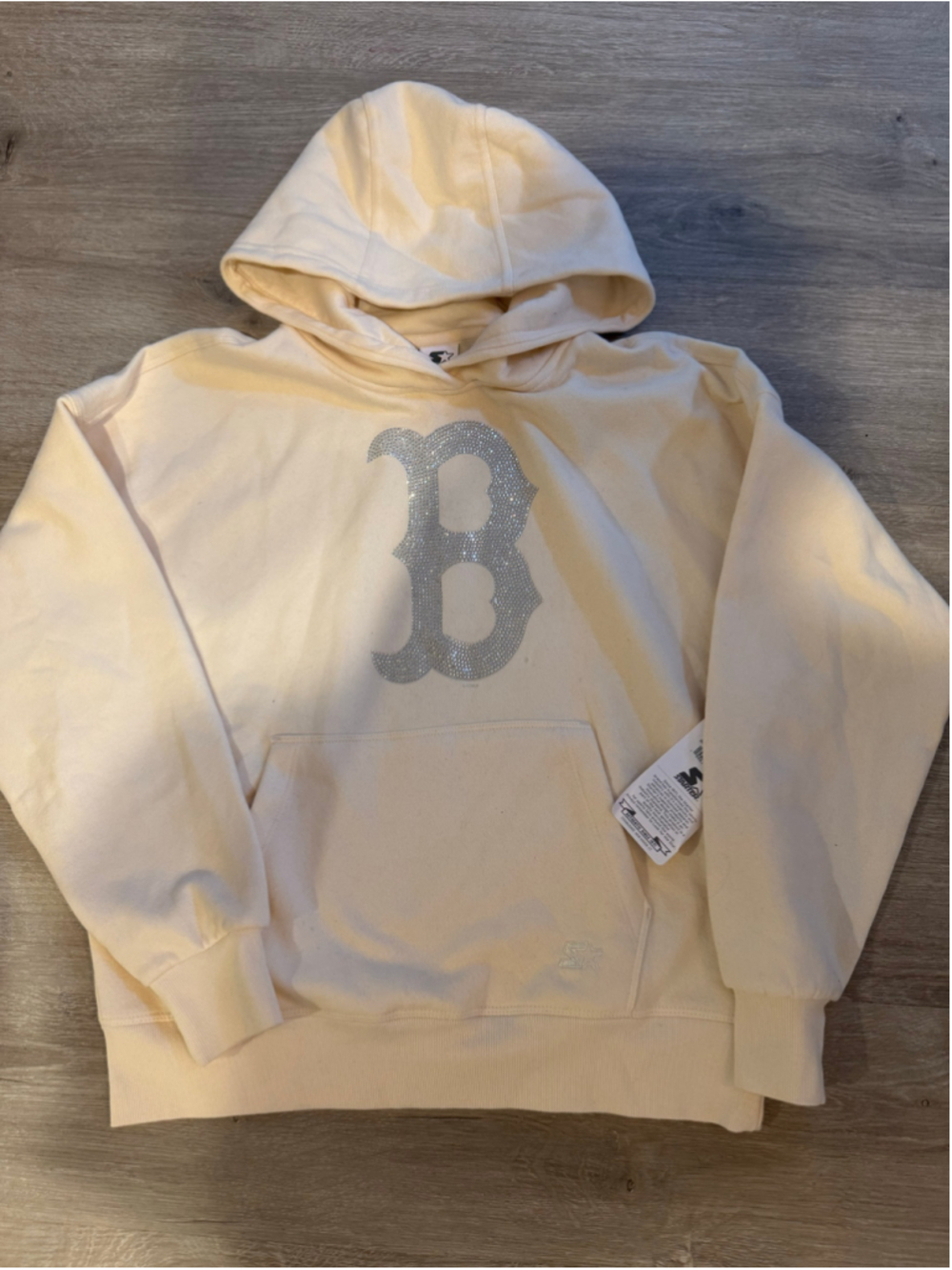 Women's Starter Boston Red Sox Hoodie Sweatshirt Size S Beige Silver